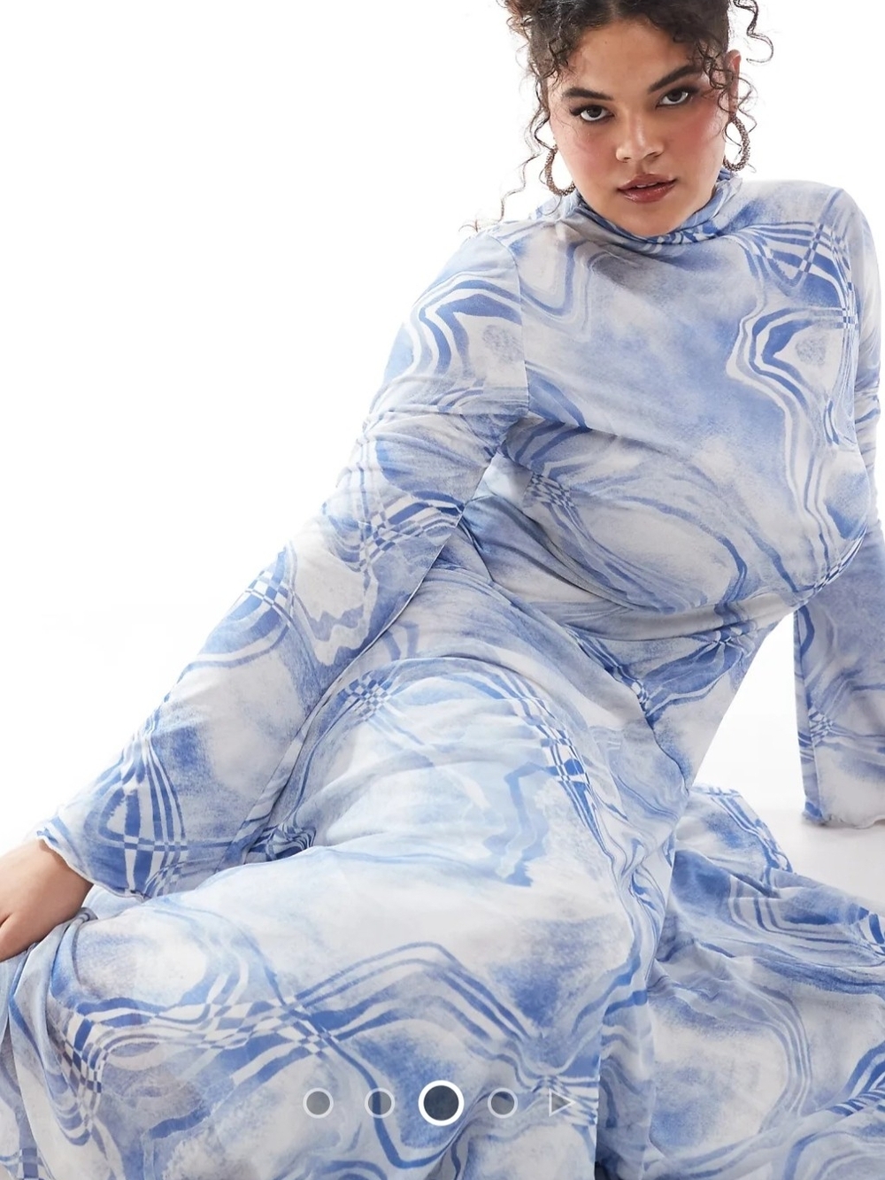 ASOS NWOT Blue Marble Print Long Sleeve Dress